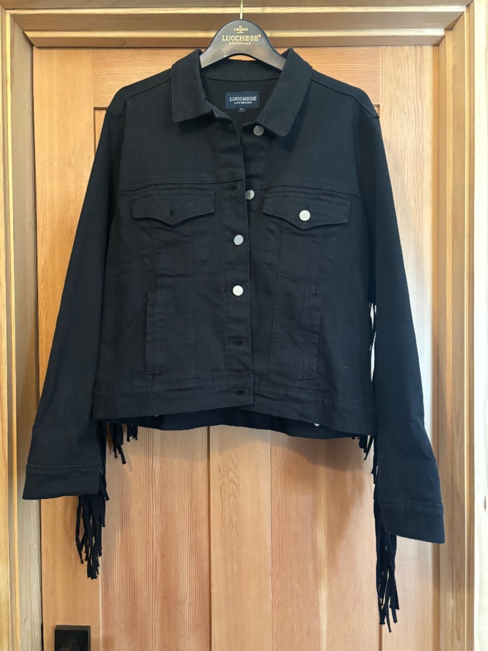 Lucchese Black Denim Fringe Jacket